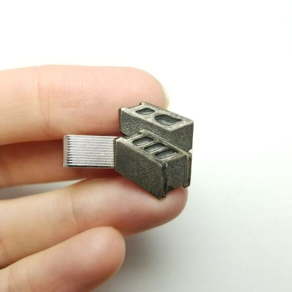 Vintage Anson Sterling Silver Concrete Building Block Tie Clip Bar, Estate - Picture 6 of 7